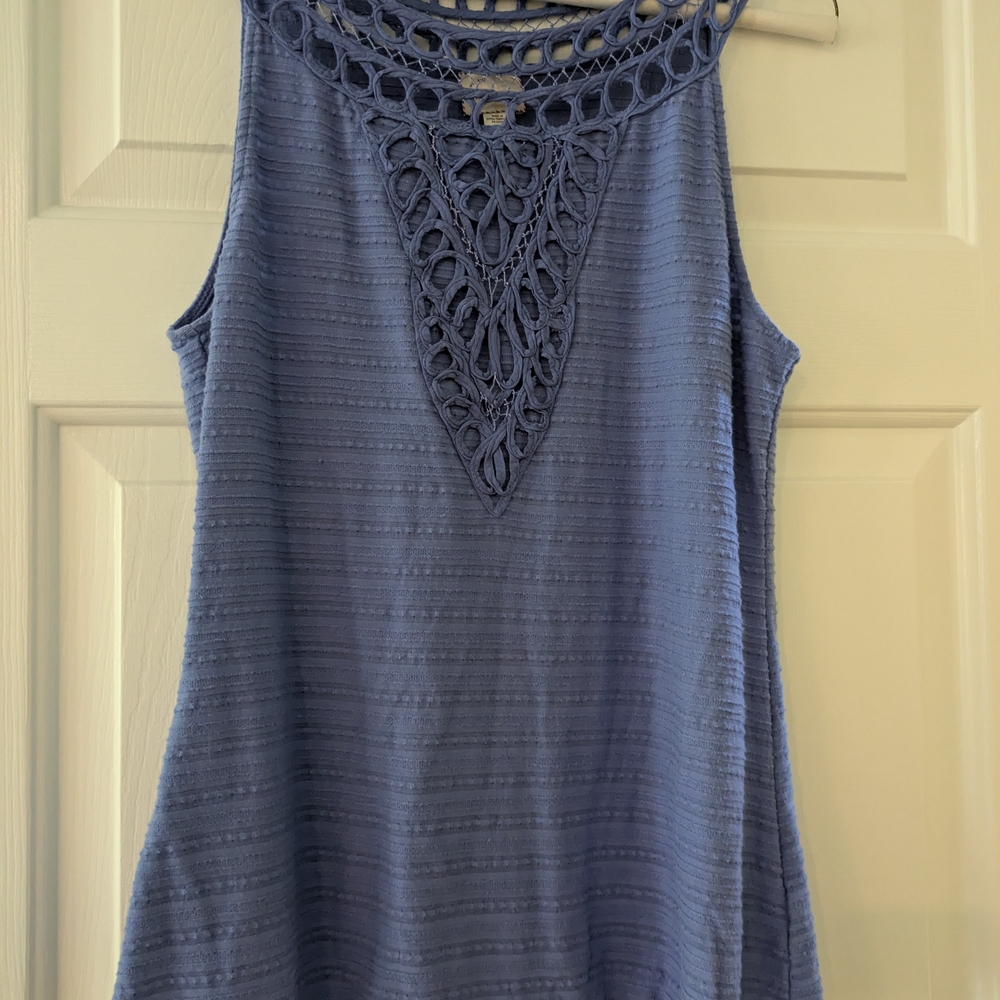 Anthropologie Periwinkle Crochet Accent Tank Top Size Small